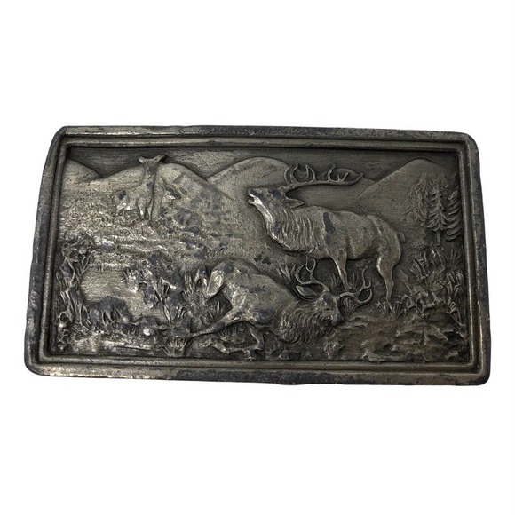 Bergamot Brass Works 1977 Vintage ELK MOOSE Belt Buckle USA Made Hunter - Picture 8 of 12